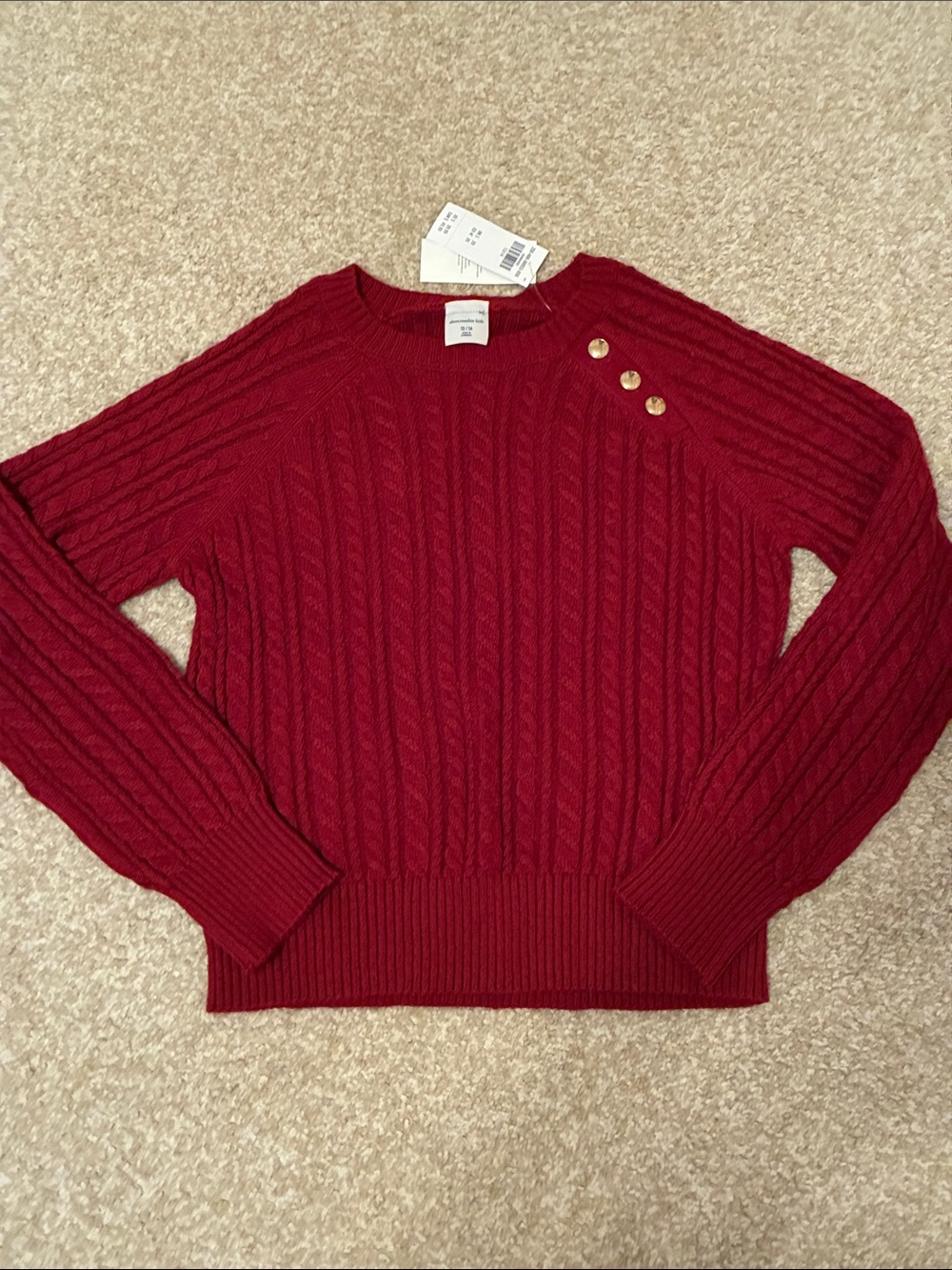 NWT Abercrombie Kids Girls Crewneck Cable Knit Sweater 14